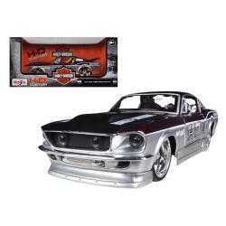 1967 Ford Mustang Gt Red -silver Harley Davidson 1-24 Diecast Model Car By Maisto 32168r