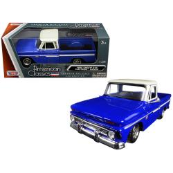 1966 Chevrolet C10 Fleetside Pickup Truck Blue With Cream Top 1-24 Diecast Model Car By Motormax 73355bl-w