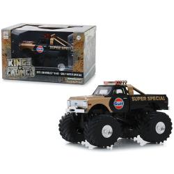1971 Chevrolet K-10 Monster Truck Gulf Super Special Black And Gold With 66-inch Tires Kings Of Crunch 1-43 Diecast Model Car By Greenlight 88013