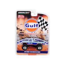 1974 Ford F-250 Monster Truck Gulf Blue With Orange Stripes Limited Edition To 4,600 Pieces Worldwide 1-64 Diecast Model Car By Greenlight 51288