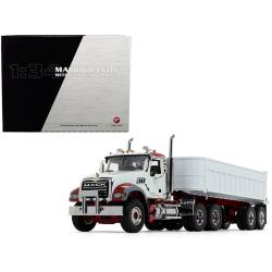 Mack Granite Mp With End Dump Trailer White 1-34 Diecast Model By First Gear 10-4186