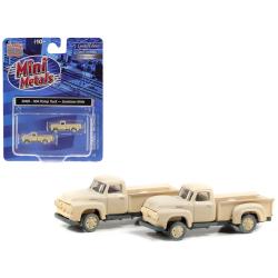 1954 Ford Pickup Trucks Sandstone White (dirty-weathered) Set Of 2 Pieces 1-160 (n) Scale Model Cars By Classic Metal Works 50405